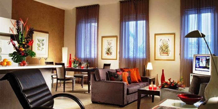 1332x850 Wallpaper style, sofa, design, table, room, interior, orange