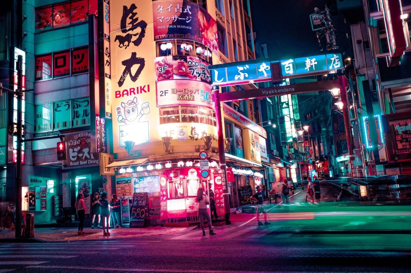 2000x1333 Japan #Tokyo #night #urban #lights #neon #street #1080P #wallpaper