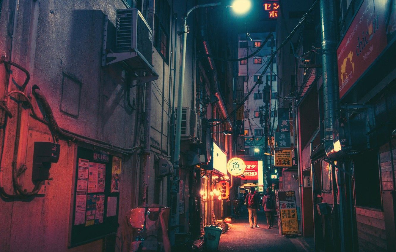 1332x850 Wallpaper Neon, Tokyo, Signs, Lights, Light, Night, Masashi Wakasa