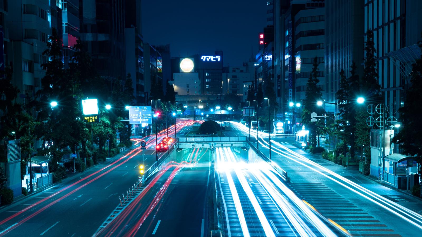 3840x2160 Wallpaper Night City, Road, Light, City Lights, Tokyo, - Night