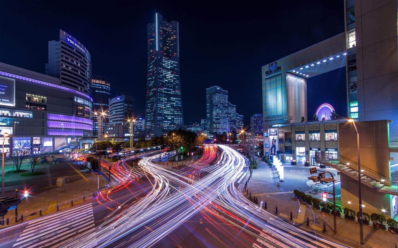 1920x1200 Japan, Tokyo, cityscapes, Yokohama, city lights :: Wallpapers