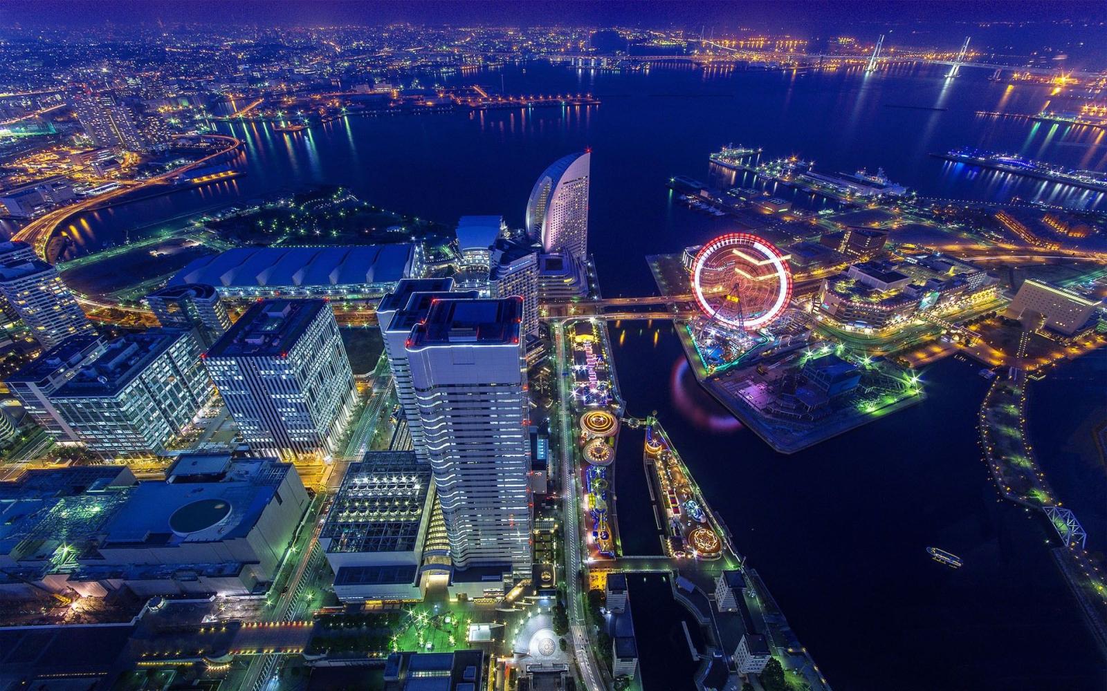 1920x1200 Japan Tokyo cityscapes Yokohama city lights wallpaper | 1920x1200