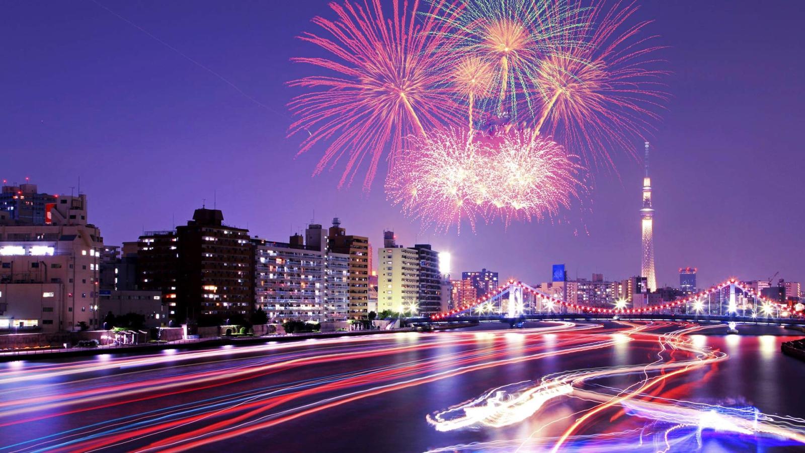 3840x2160 Download 3840x2160 Japan, Tokyo, Lights, Fireworks, Time Lapse