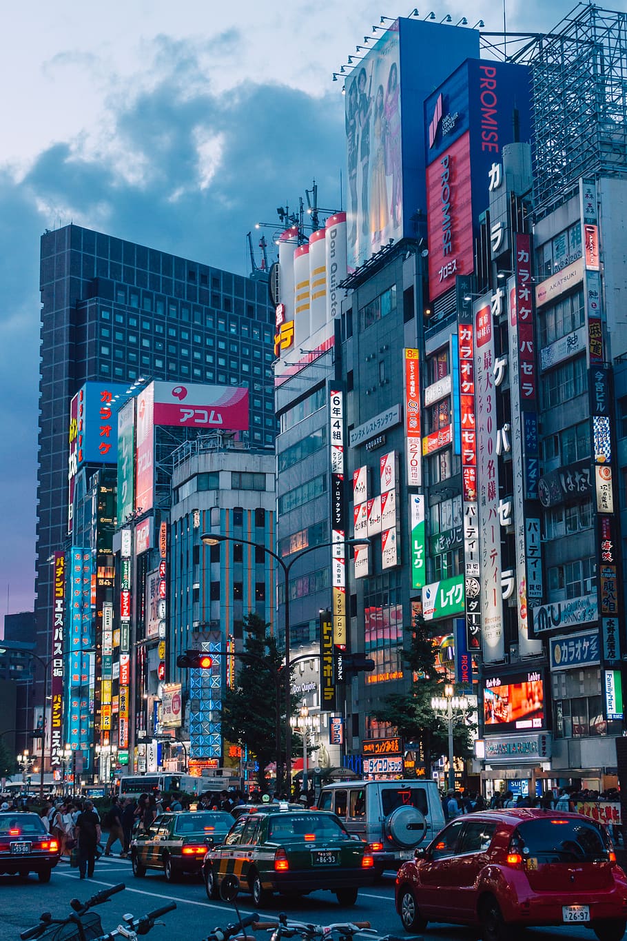 910x1365 HD wallpaper: city, cars, night, blue, red, tokyo, japan, traffic