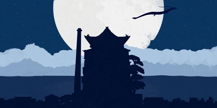 1080x2160 Moon, night, silhouette, castle, minimal, 1080x2160 wallpaper