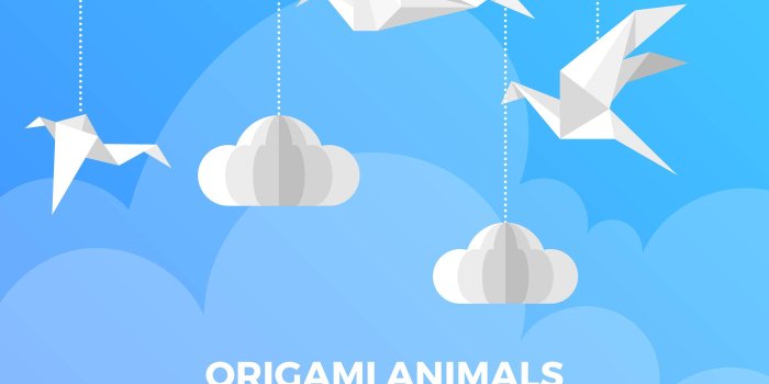 2800x2800 Flat Origami Animals Bird With Modern Minimalist Background Vector