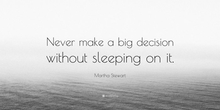 1600x900 Martha Stewart Quote: “Never make a big decision without sleeping
