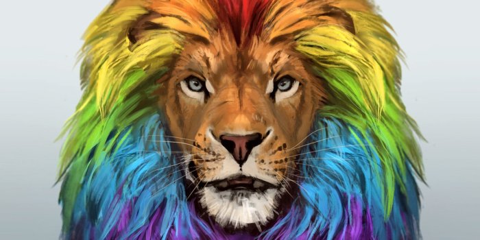 1920x1200 Lion, Art, Muzzle, Rainbow, Colorful Portrait, Colorful - Rainbow