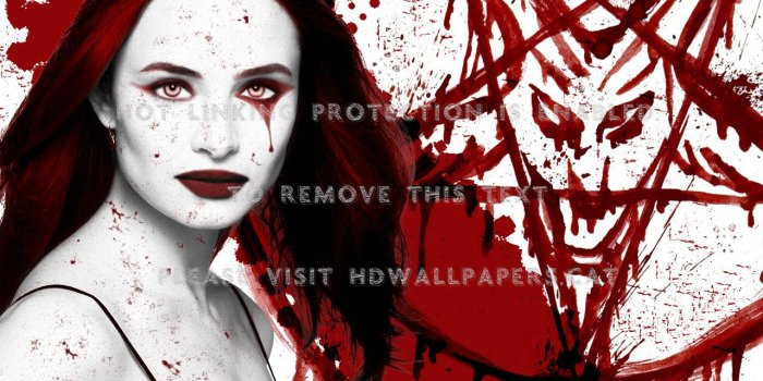 1280x800 red and white tear pentagram goats head