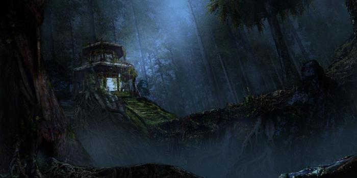 1332x850 Wallpaper House, House, Art, Night, Night, Trees, Lim Kheng Wei