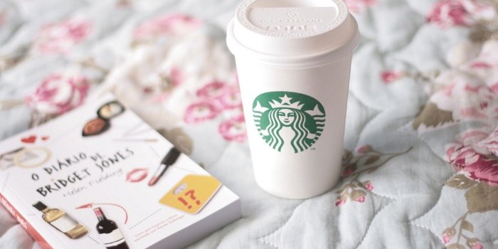 1600x900 Download wallpaper 1600x900 coffee, starbucks, book, bed linen
