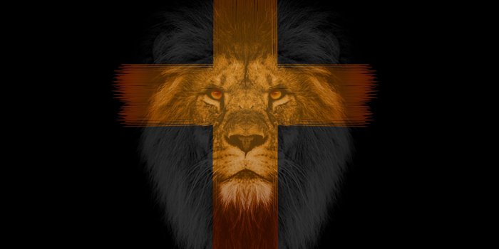 3840x2160 Wallpaper Lion, Cross, Muzzle, Dark - Cross With Lion Background