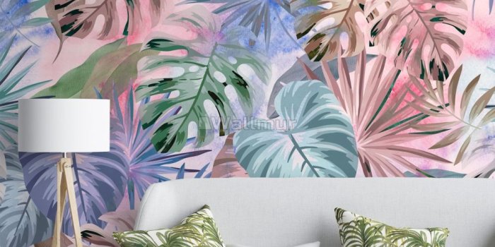 1000x1066 Colorful Tropical Leaf Wallpaper Mural - Wallpaper • Wallmur®