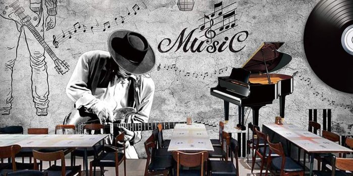 1006x804 Amazon.com: Murwall Music Note Wallpaper Piano Wall Mural Dark
