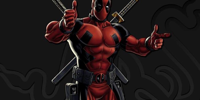 1332x850 Wallpaper red, sword, gun, pistol, logo, weapon, katana, man