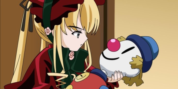 1600x1200 Blonde haired female anime character carrying a clown toy HD
