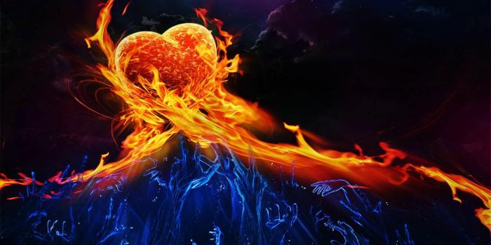 1920x1080 Heart Fire and Ice ღڪεїзے❧ | Fire and ice, Flame art, Dark landscape