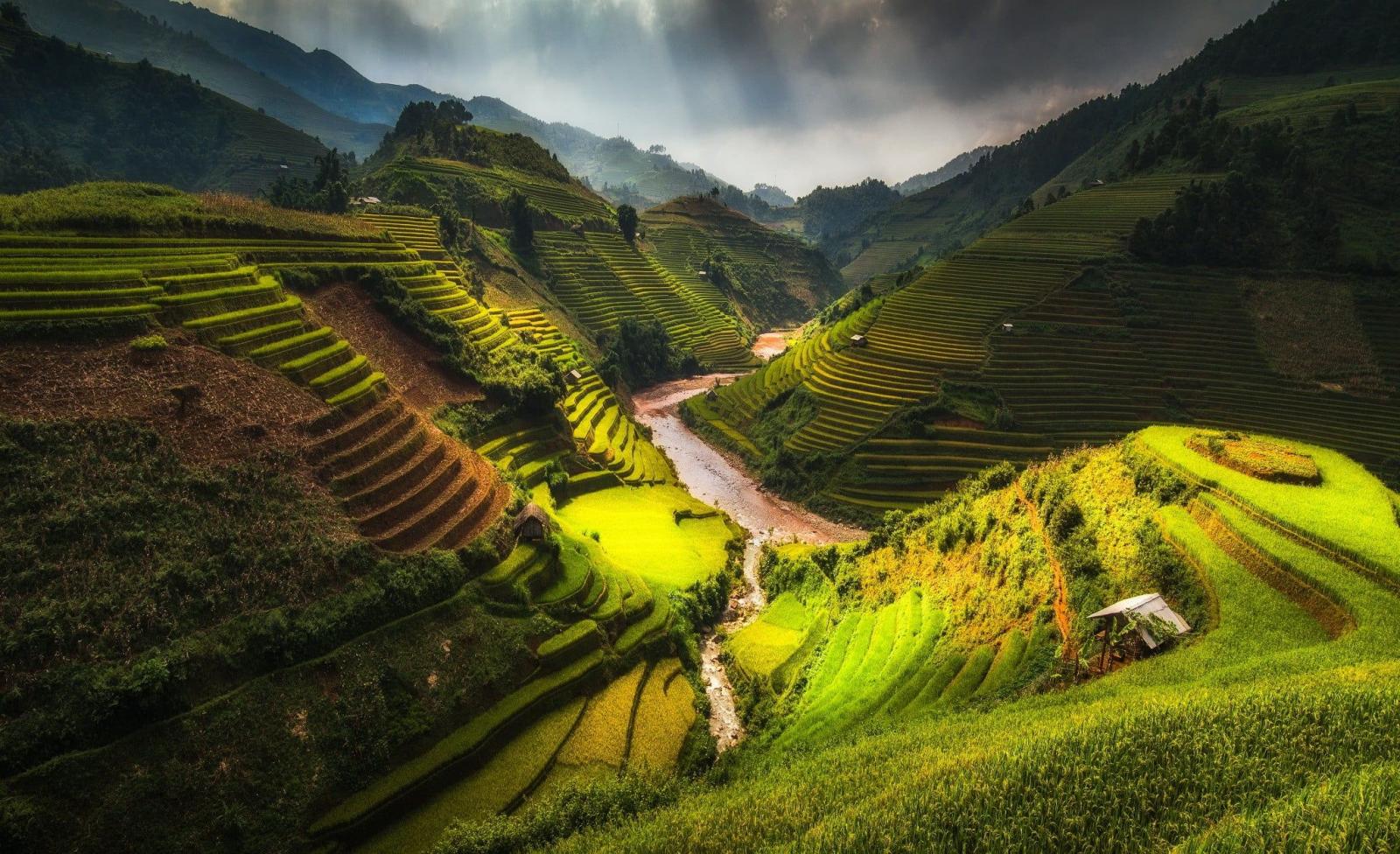 2048x1250 Rice terraces, nature, terraced field, clouds, Rice Terrace HD