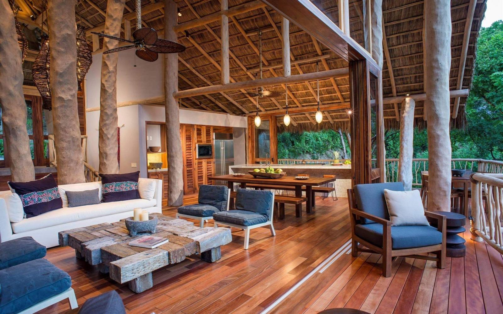 1920x1200 Wallpaper Treehouse in Mexico, villa, terrace, furniture, interior