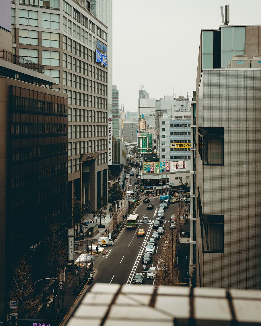 910x1138 HD wallpaper: a view of busy street on a terrace, aerial photo of