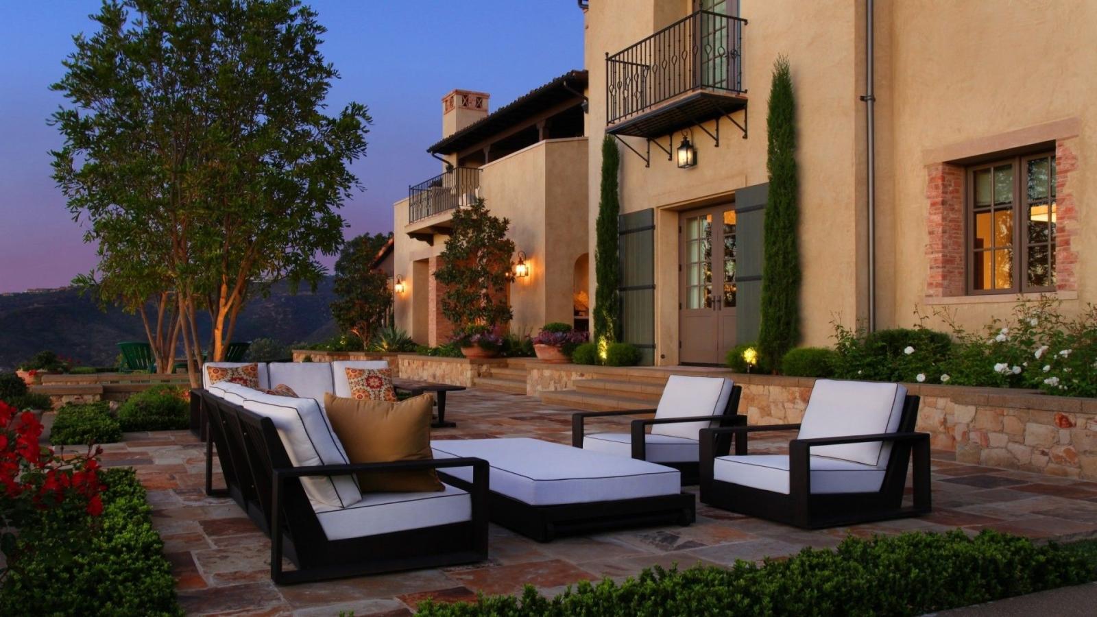 1920x1080 night, design, garden, terrace, house :: Wallpapers