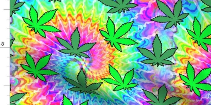 1058x914 Weed Marijuana Cannabis Tie Dye Rave Rainbow Fabric Printed by