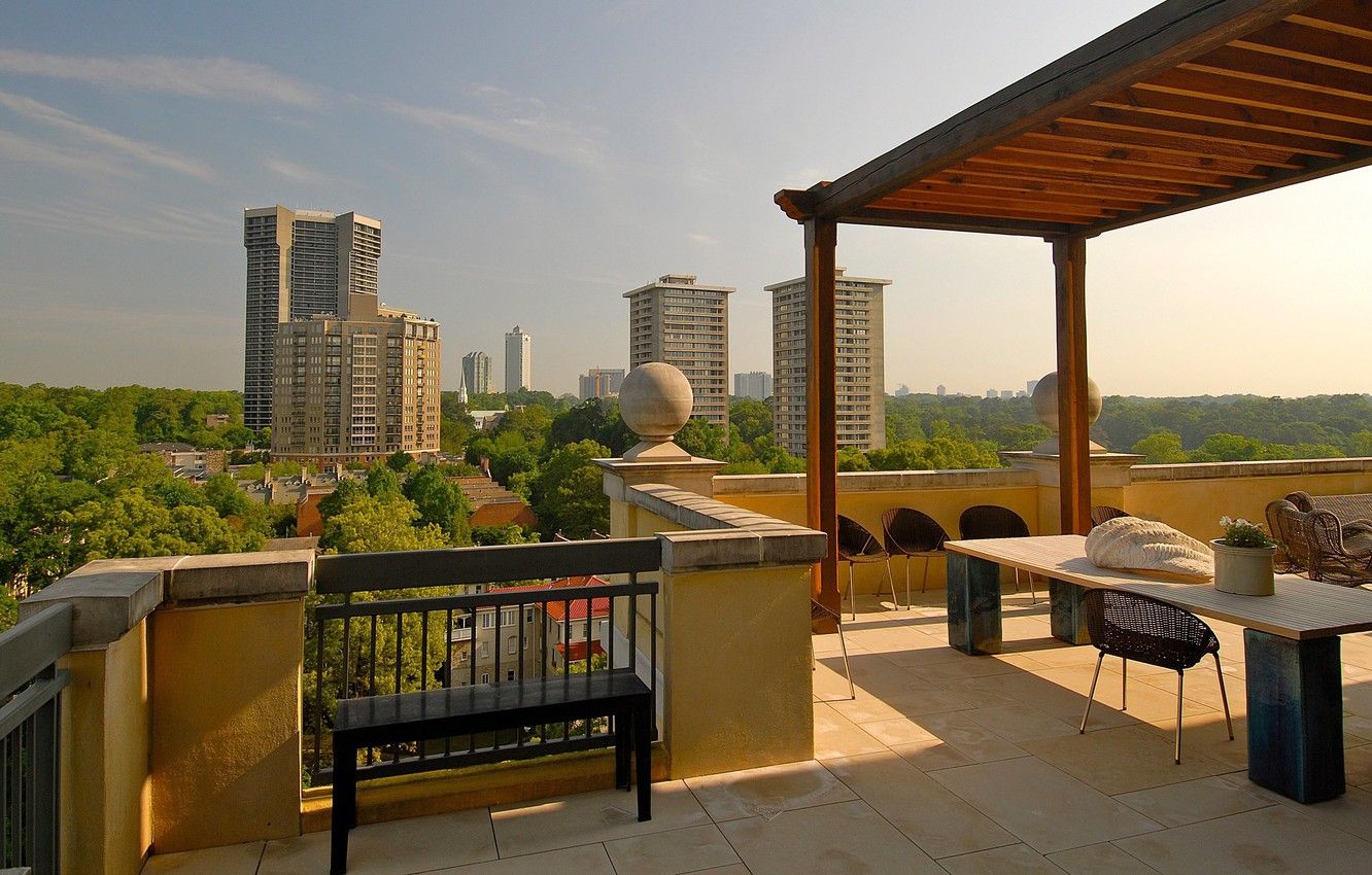 1332x850 Wallpaper city, penthouse, interior, building, terrace images for