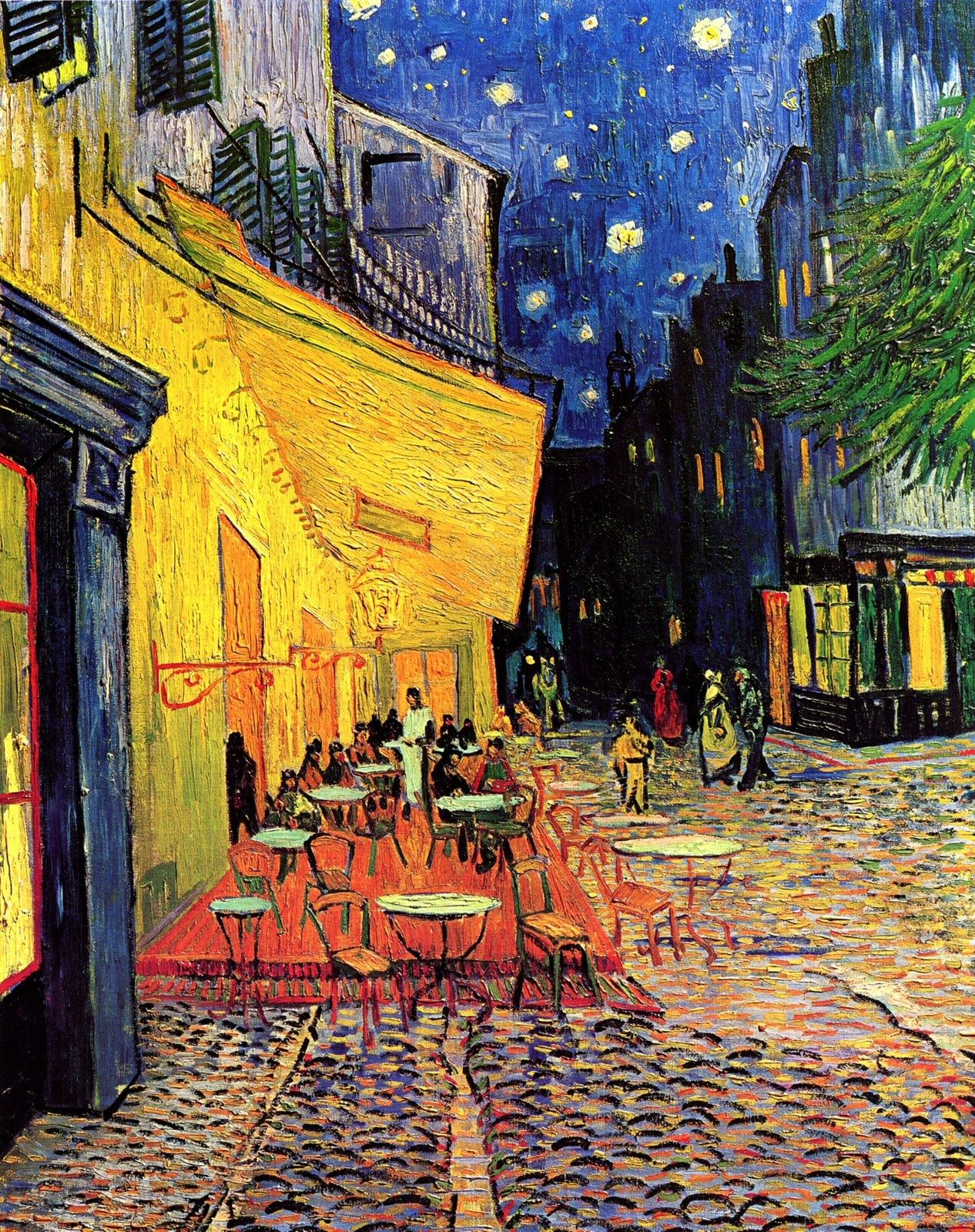 1266x1600 Cafe Terrace at Night Wallpaper, Painting, Vincent van Gogh The