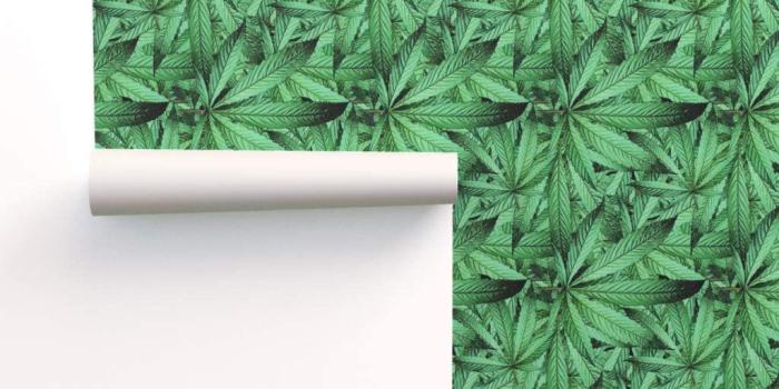 1024x1024 Spoonflower Peel and Stick Removable Wallpaper, Green Marijuana