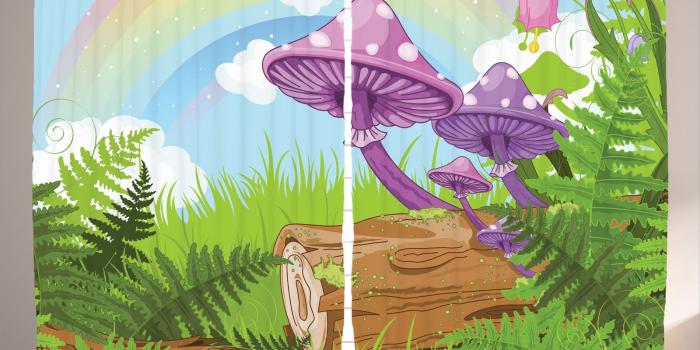 1600x1358 Mushroom Decor Curtains 2 Panels Set, Fantastic Scenery With Wood