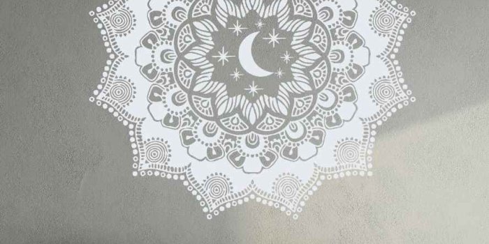 889x889 Boho Style Mandala Flower Wall Art Decal Bohemian Moon And Star