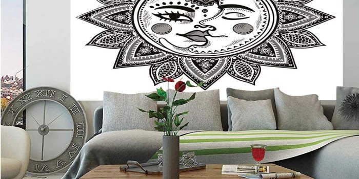 1000x1000 Amazon.com: Sun and Moon Wall Mural,Mandala Inspired Bohemian