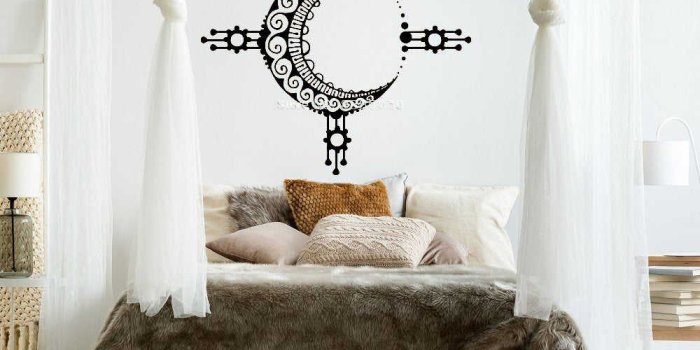 1000x1000 Boho Style Moon Wall Decal Art Bohemian Bedroom Decor Unique Moon
