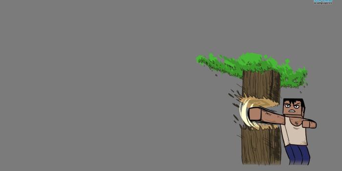 1600x900 Minecraft - Steve Punching Tree (#1451669) - HD Wallpaper