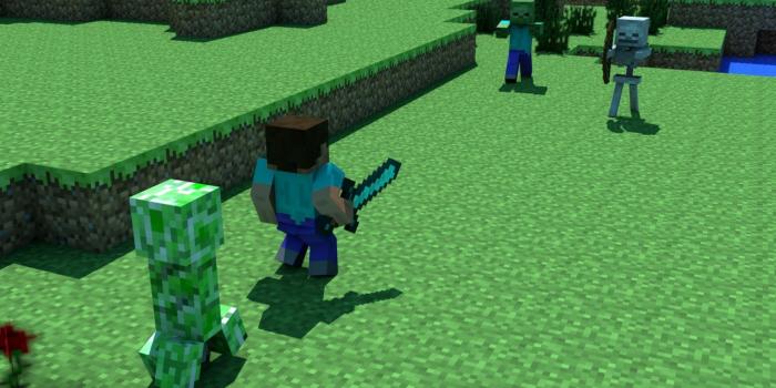 2560x1440 Download 2560x1440 Steve skeletons dirt minecraft cinema 4d swords