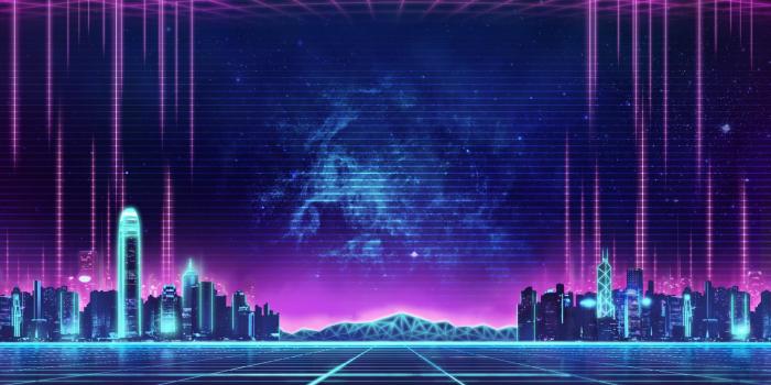 2560x1440 Music The city #Background #City #80s #Neon #80's #Synth