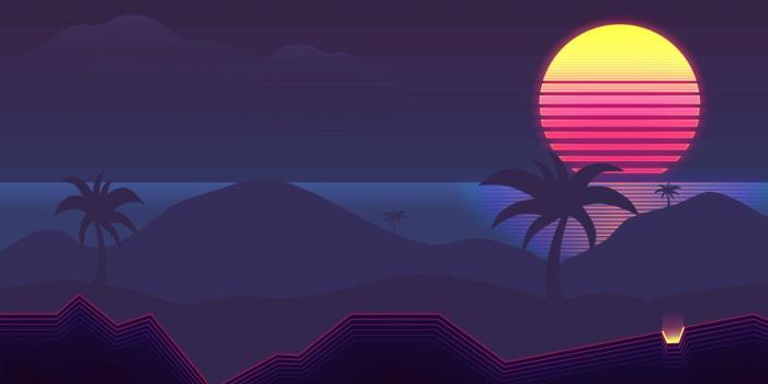 1332x850 Wallpaper New Retro Wave, Background, Synthwave, Neon, Palm trees