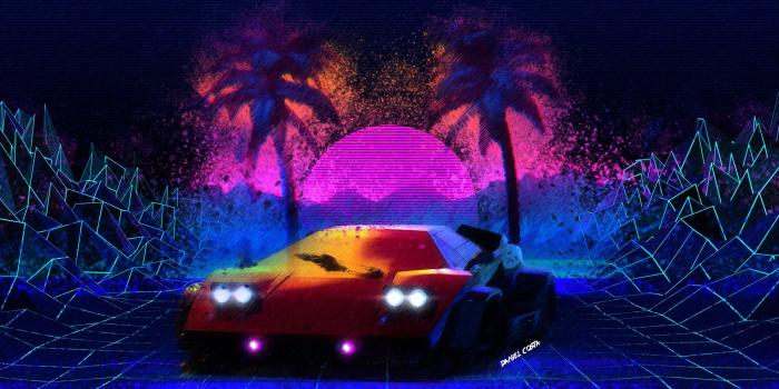 1920x1080 General Synthwave 1980s Car Retrowave - Neon Aesthetic Wallpaper