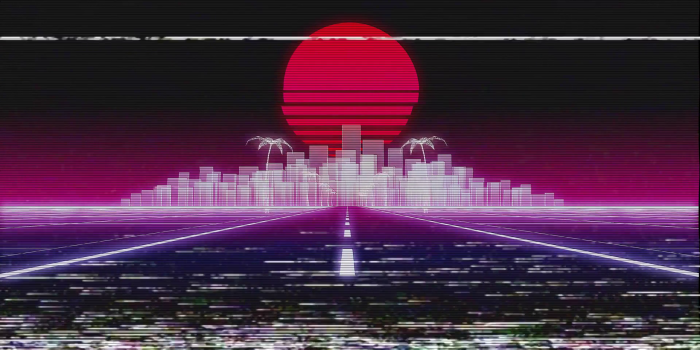 1920x1080 synthwave city road 80s Retro glitch 3d render Motion Background