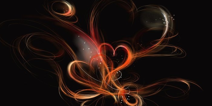 1920x1200 Black background with fiery hearts - Android wallpapers