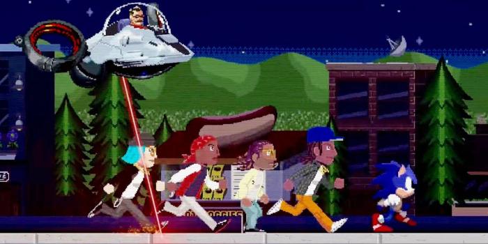 1824x912 Sonic the Hedgehog movie scores retro 16-bit music video with Wiz