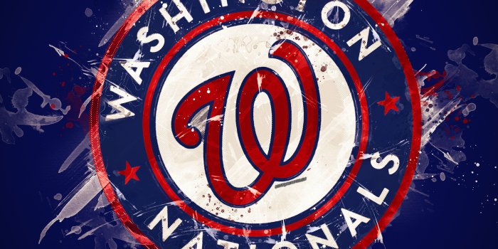 3840x2400 Download wallpapers Washington Nationals, 4k, grunge art, logo