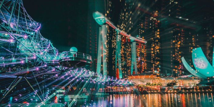 3840x2400 Download wallpaper 3840x2400 singapore, night, building 4k ultra