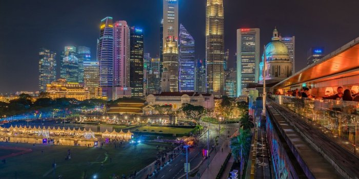 1332x850 Wallpaper building, Singapore, night city, skyscrapers, Singapore