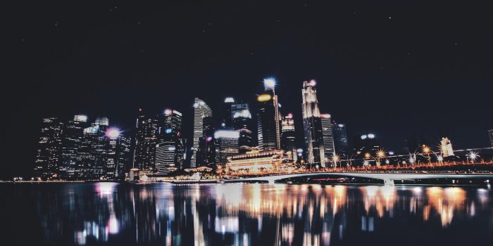 4980x3320 wallpaper night city, panorama, city lights, singapore HD