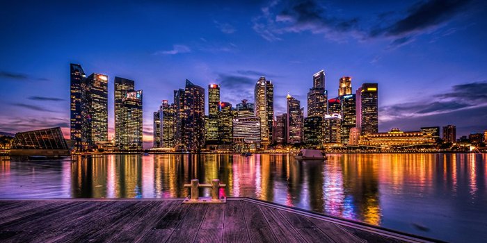1280x699 Wallpaper Singapore Sky river Night Skyscrapers Cities