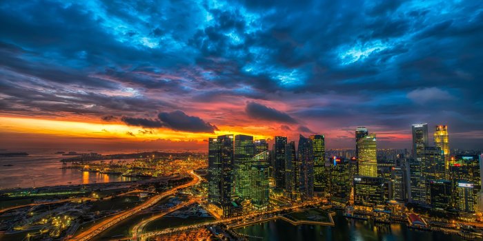 3840x2160 Singapore by night HD wallpaper download