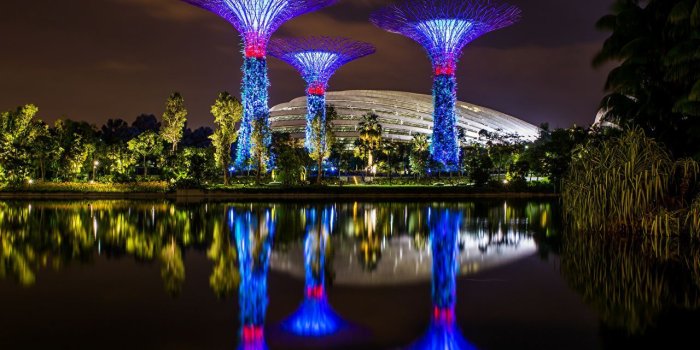 1280x853 Wallpaper Singapore Gardens by the Bay Nature Pond Reflection