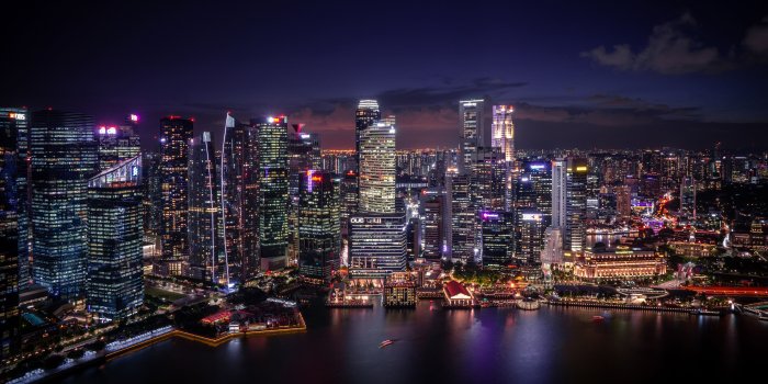 5930x3331 Download 5930x3331 Singapore, Night, Skyscrapers, Panorama, Modern