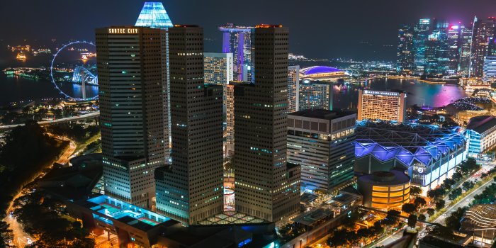 6240x4160 wallpaper night city, buildings, aerial view, metropolis